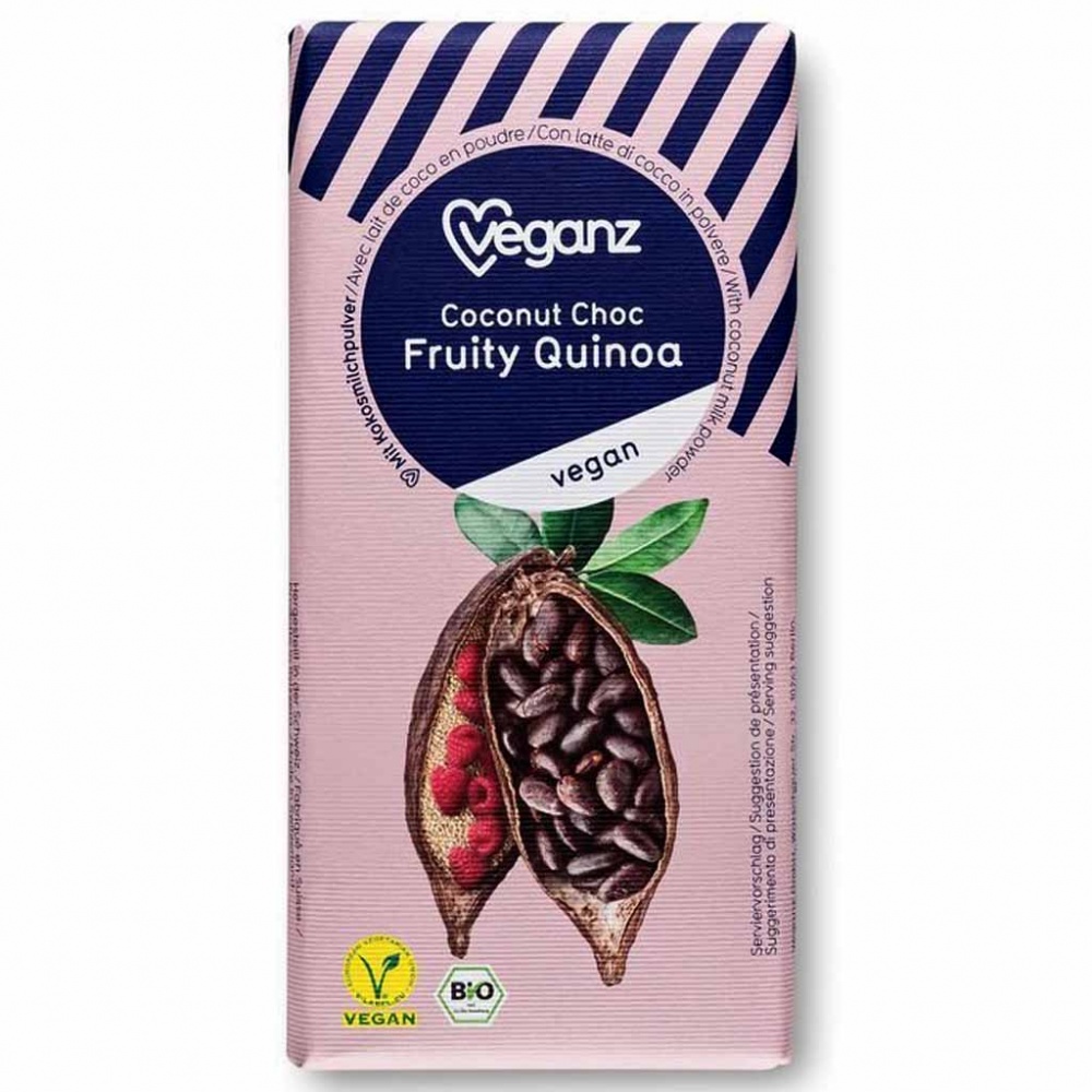 12x Veganz Tafel Schokolade Coconut Choc Fruity Quinoa á 80g=960g MHD:11/19
