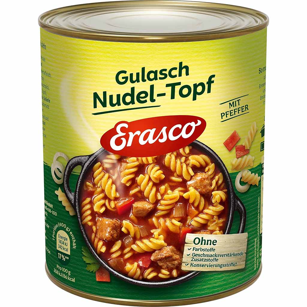 Erasco Gulasch Nudel-Topf 800g, Fertiggericht, 800g Dose ,  4037300108767 