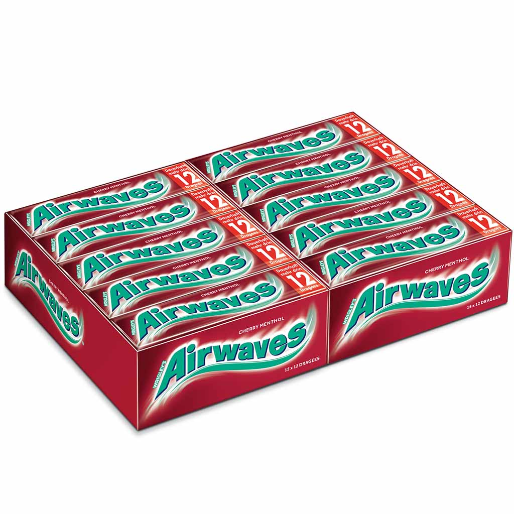 Wrigleys Airwaves Cherry Menthol 30x 12er=360 Kaugummi MHD:8.4.25