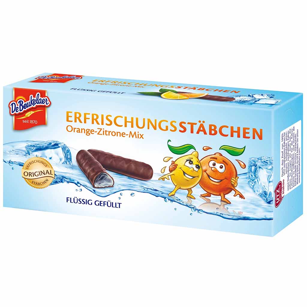 DeBeukelaer Erfrischungsstäbchen Orange-Zitrone Mix 75g MHD:1.11.24