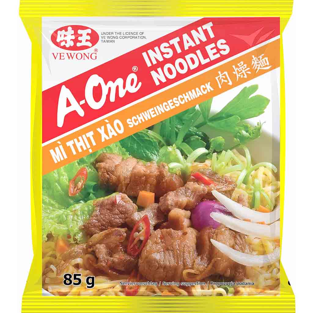 A-One Instant Nudelgericht Mi Thit Xao Schweinefleischgeschmack 30x85g=2550g MHD:13.12.24