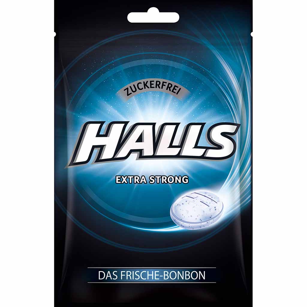 Halls Bonbons Extra Strong zuckerfrei 65g MHD:13.10.22