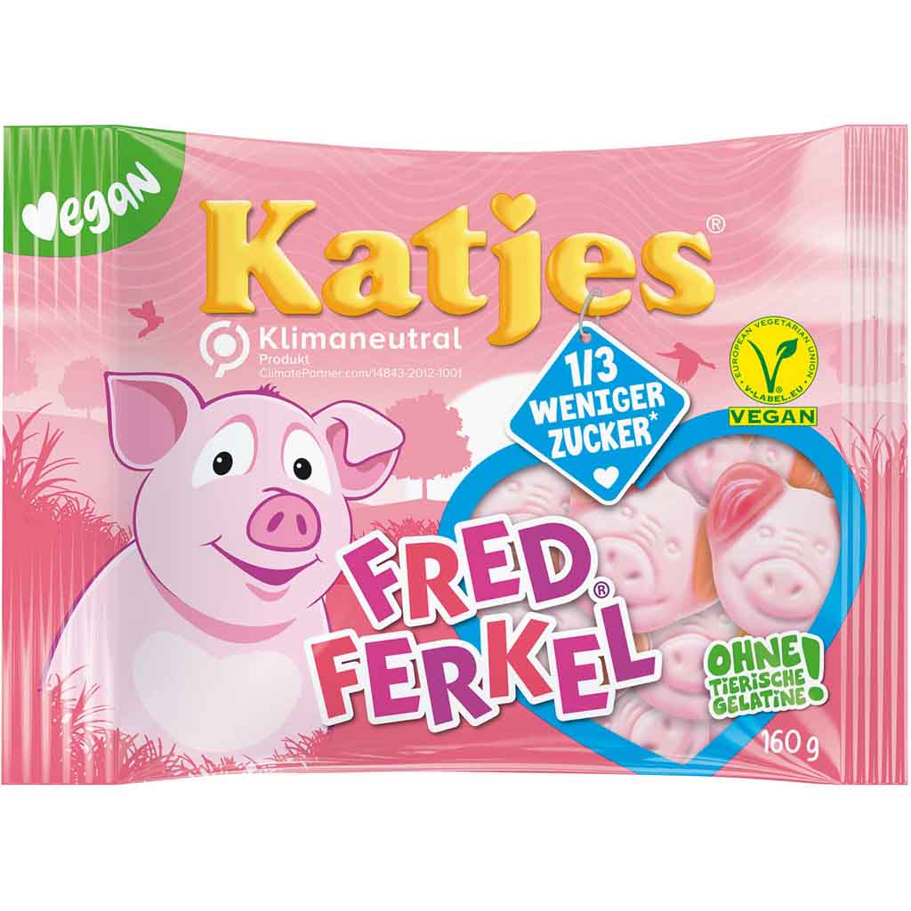 Katjes Fruchtgummi Fred-Ferkel zuckerreduziert 160g MHD:28.2.24