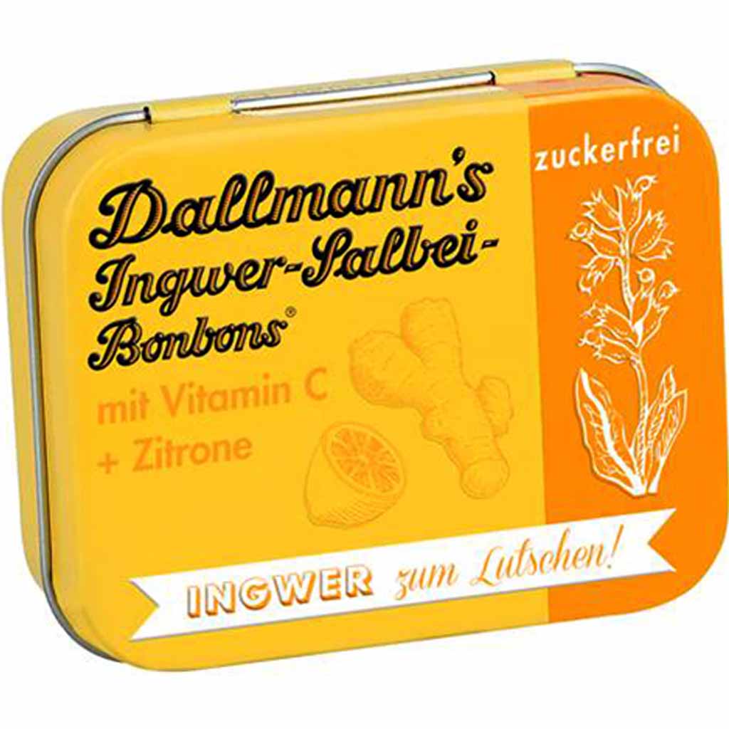 Dallmanns Ingwer-Salbei-Bonbons mit Vitamin C & Zitrone 46g MHD:20.10.22