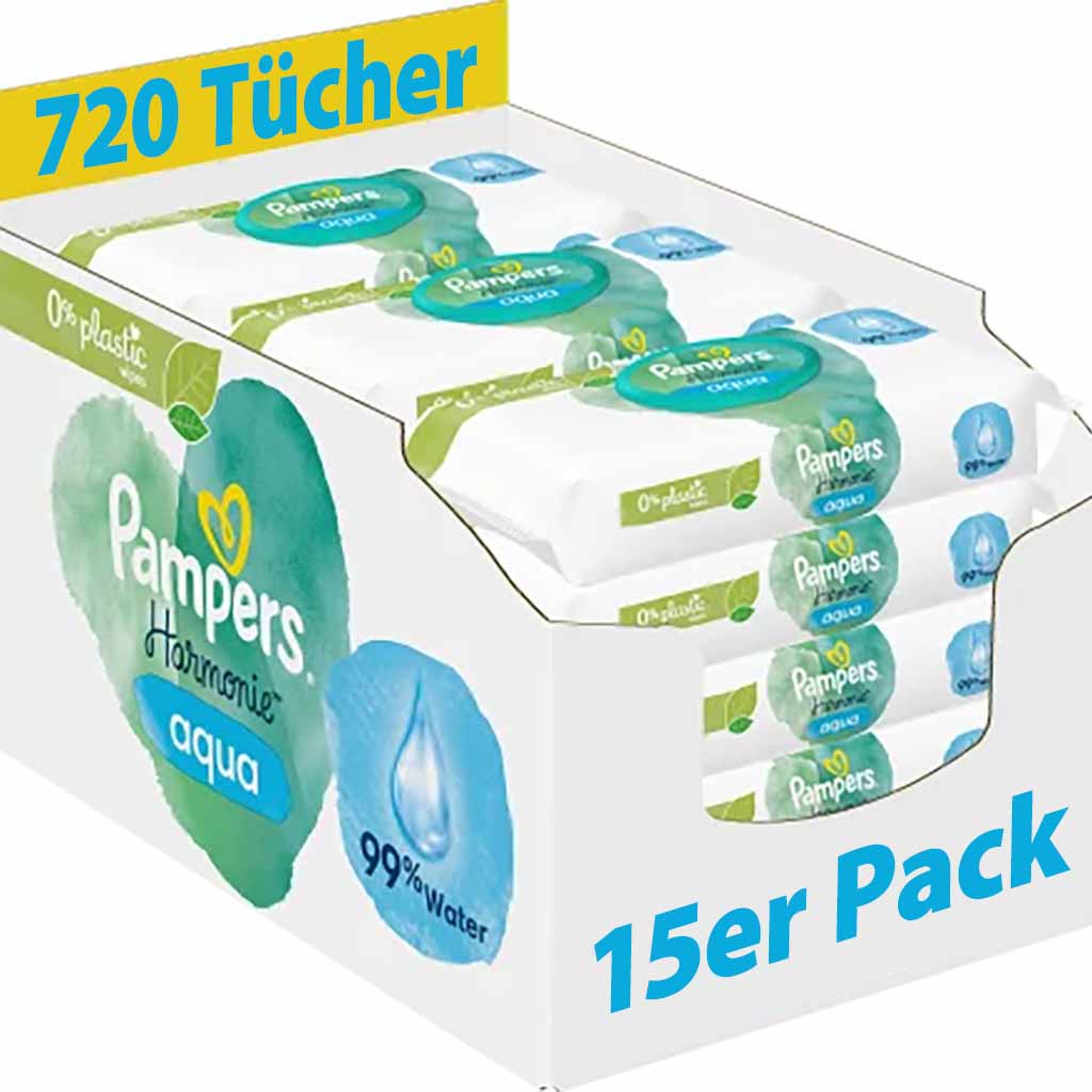 Pampers Feuchttücher Harmonie Aqua 15x48 Feucht-Tücher, 720 Stück