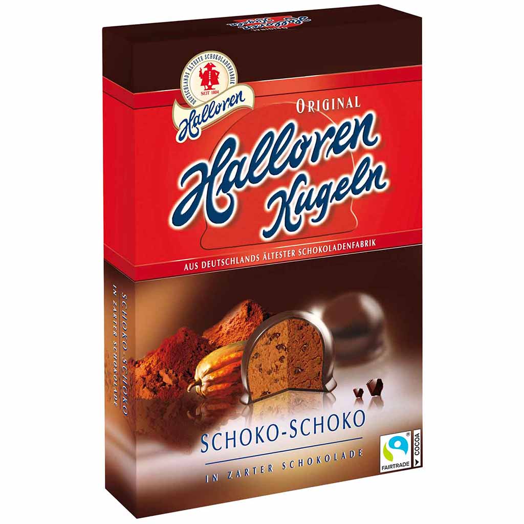 Original Halloren Kugeln Schoko-Schoko 125g MHD:28.1.23