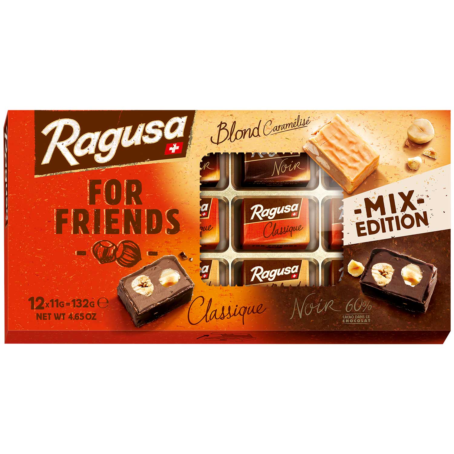 Ragusa For Friends Mix 132g Schweizer Premium Schokolade MHD:2.3.24