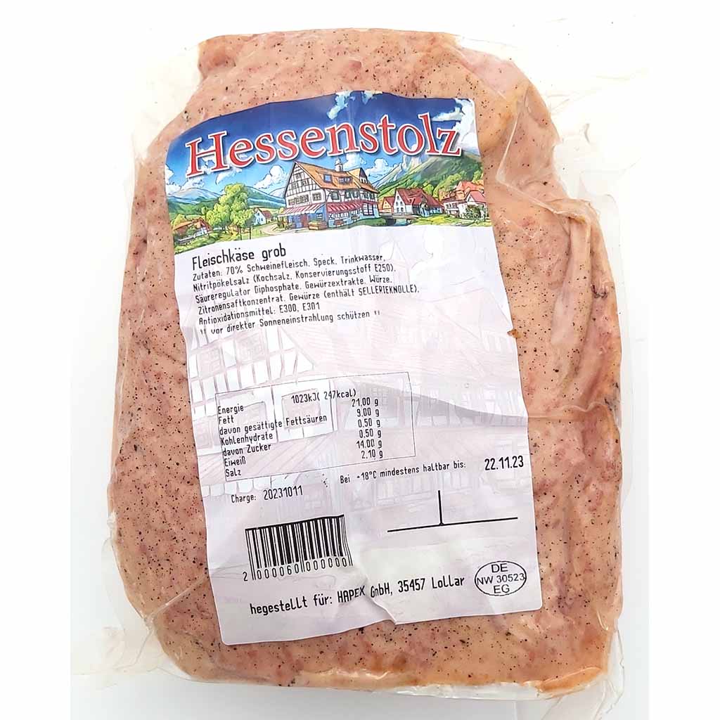 Hessenstolz Fleischkäse grob 500g MHD:25.10.24