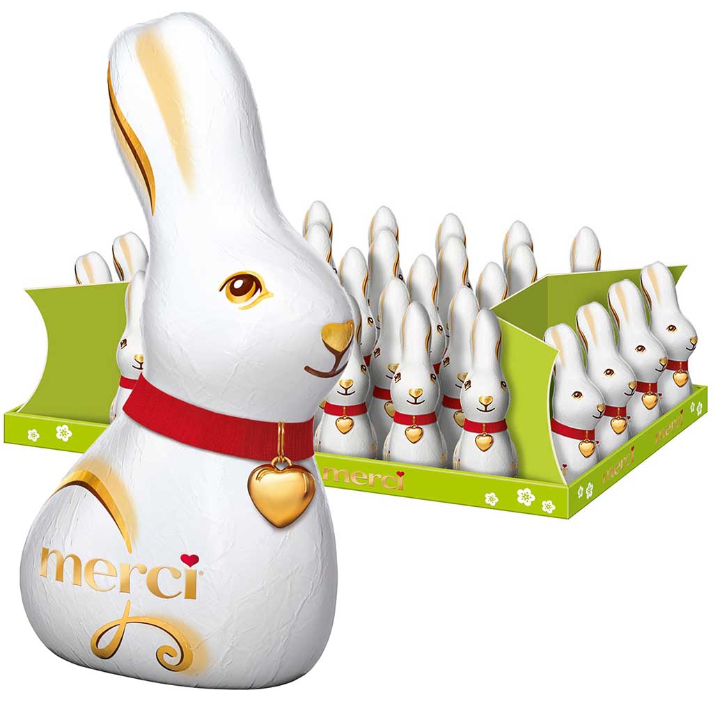 Merci Osterhasen weiß Easter Bunny 35x120g=4200g 4014400122084