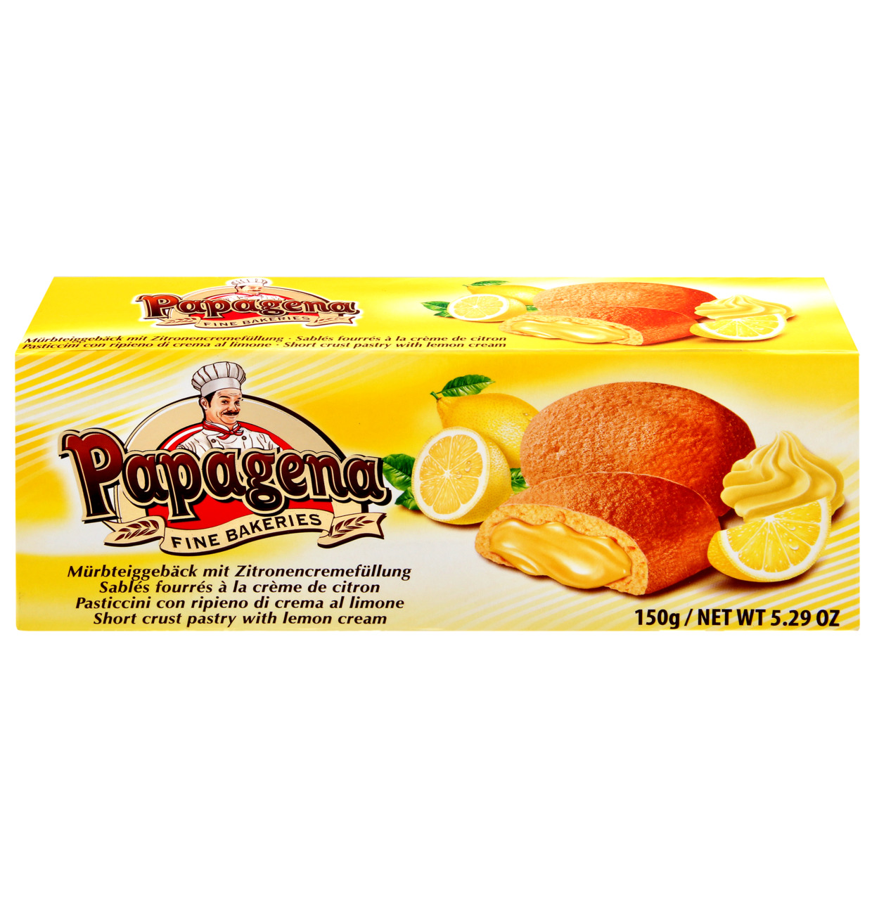 Papagena Biscuits mit Zitronencremefüllung 150g MHD:26.7.25