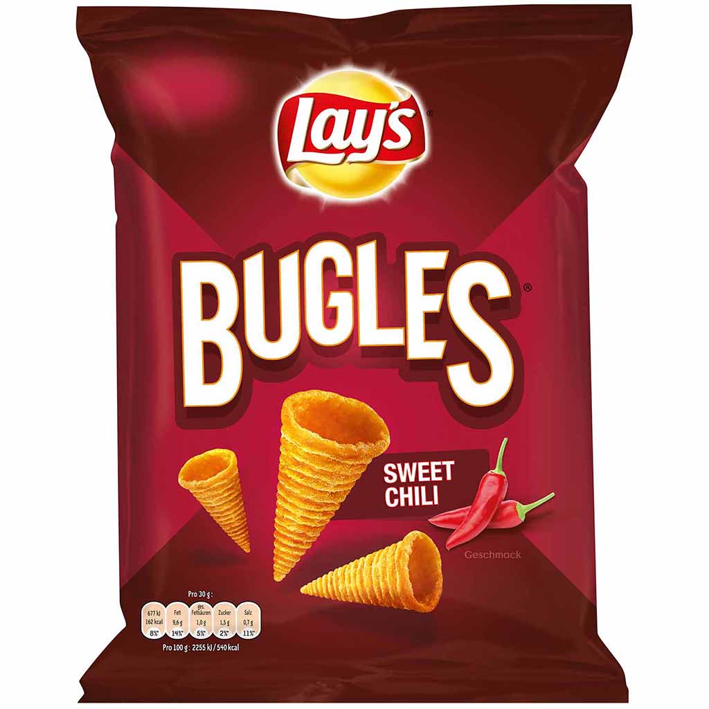 Lays Bugles Sweet Chili Mais-Snack 95g MHD:17.10.21