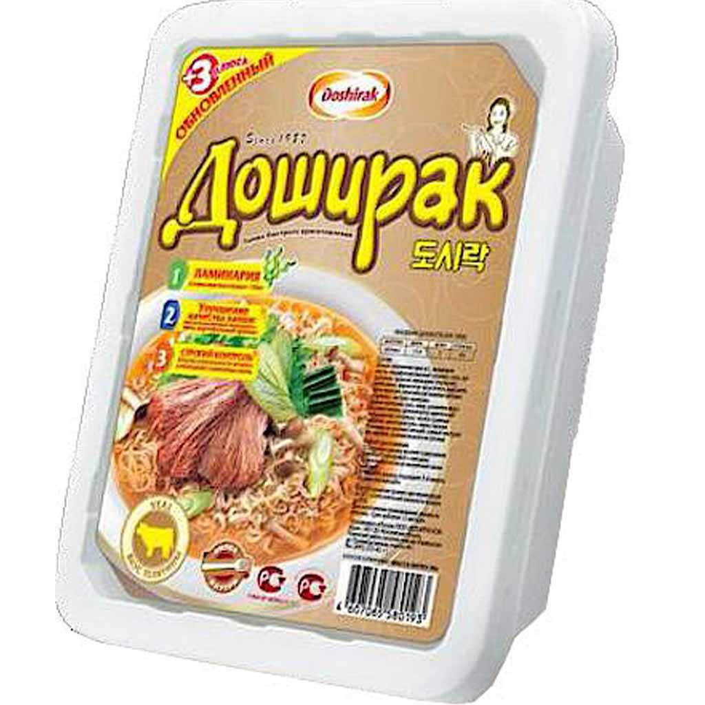 Instant-Nudelsuppe - Doshirak Nudelsuppe mit Kalbfleischgeschmack 90g