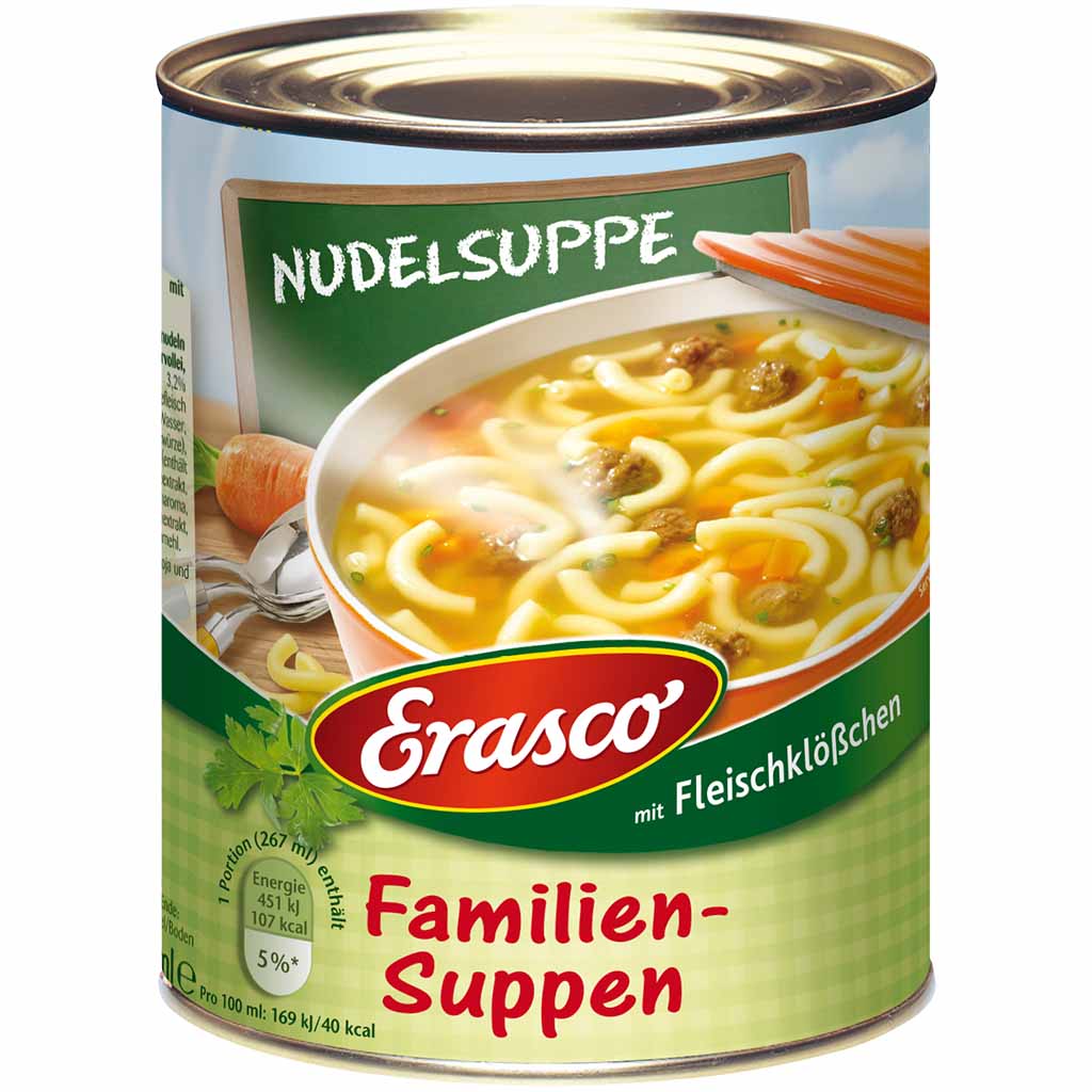 Erasco Suppen Nudelsuppe mit Fleischklößchen 800ml MHD:30.12.26