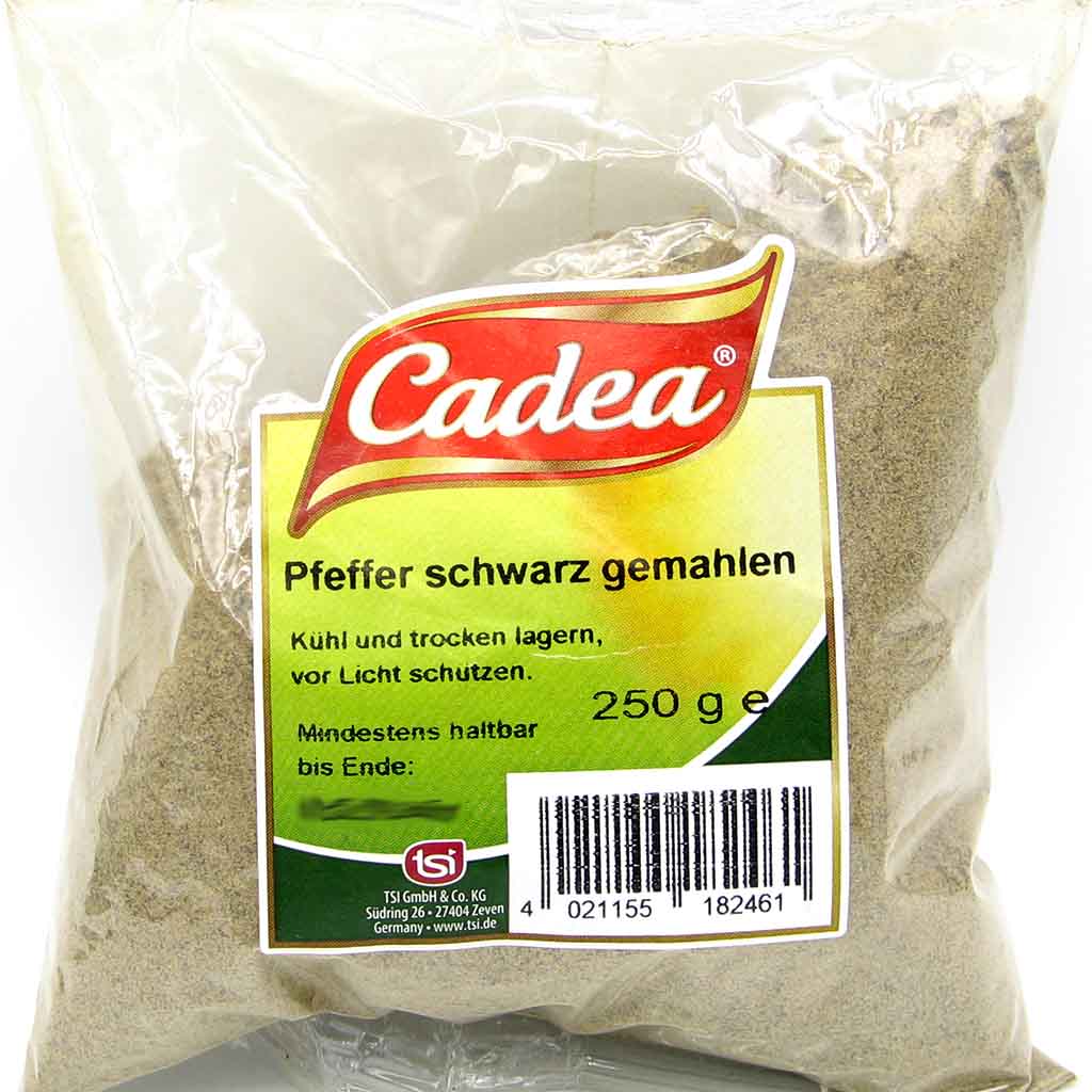 Cadea Gewürze Pfeffer schwarz gemahlen 250g MHD:30.5.25