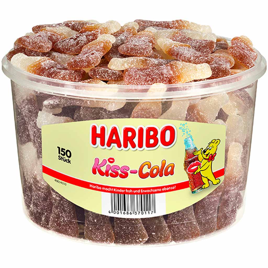 Haribo Kiss-Cola 150er 1350g, Fruchtgummi mit Schaumzucker, 4001686370117