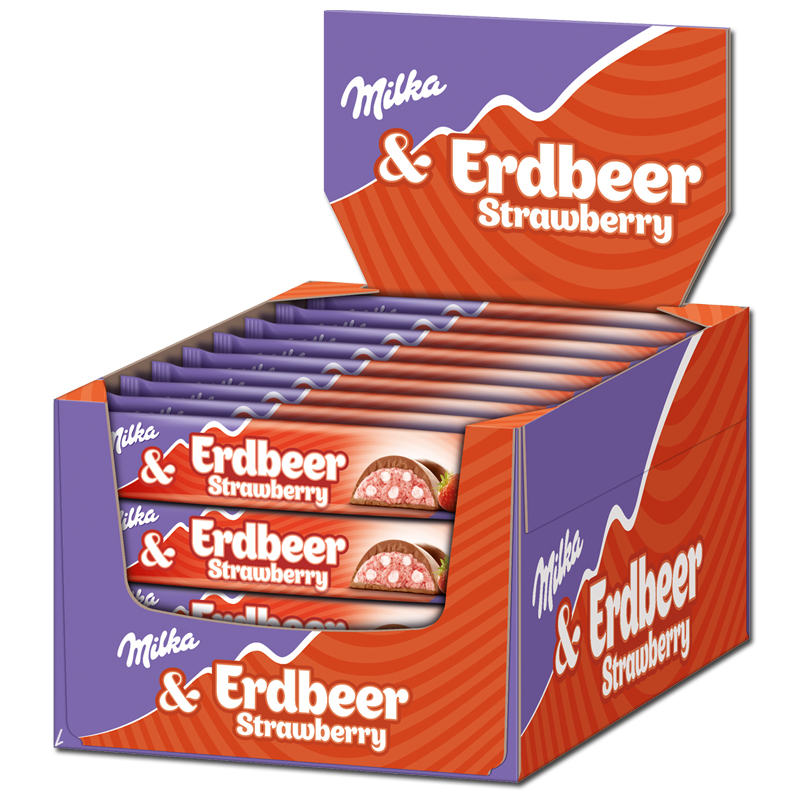 36 x 36,5g Milka & Erdbeer Strawberry - Schokoriegel Erdbeere MHD:3.9.24