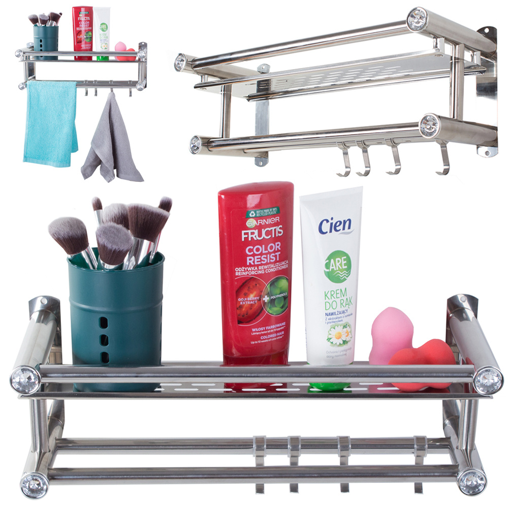 Badezimmerregal zum Aufhängen, Organizer, Duschstange, Kleiderbügel