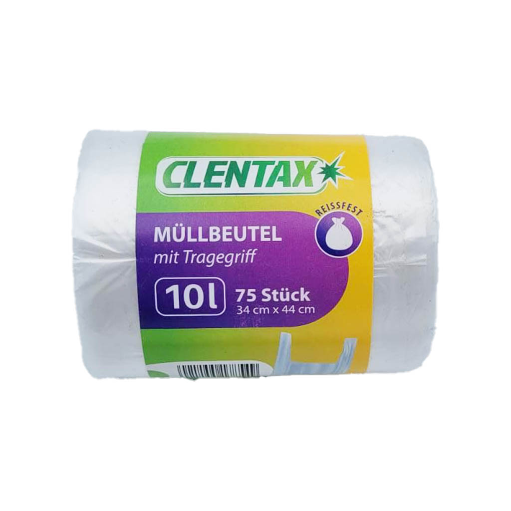 Clentax Müllbeutel mit Tragegriff  10 liter  75 Stück 34cm x 44cm