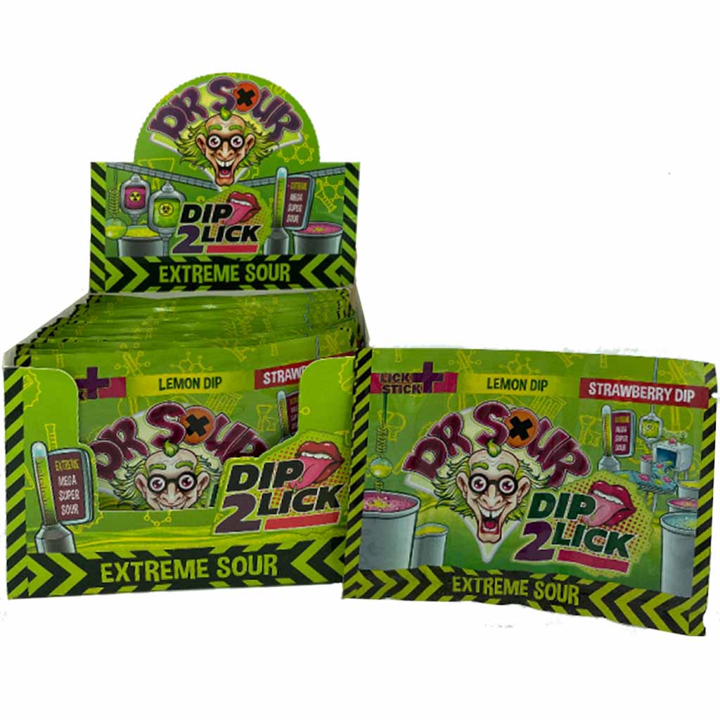 24x Dr. Fire Dip 2 Lick Sour Brause und Lollis á 18g=432g MHD:5.12.23