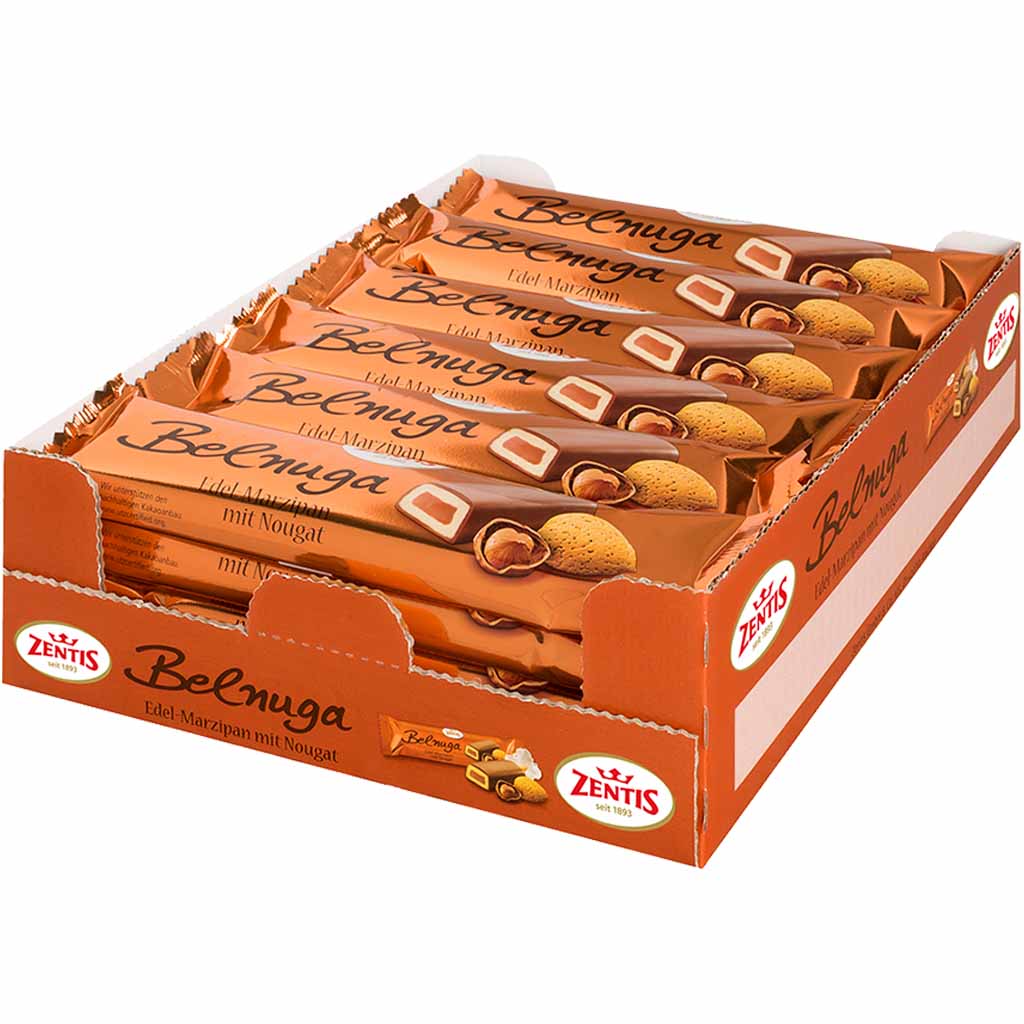 24x Zentis Belnuga Edel-Marzipan-Nougat Riegel á 60g=1440g MHD:31.10.21