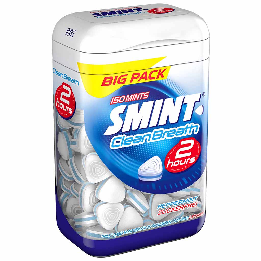 Smint 2 Hours Clean Breath Peppermint zuckerfrei 150er MHD:30.1.23
