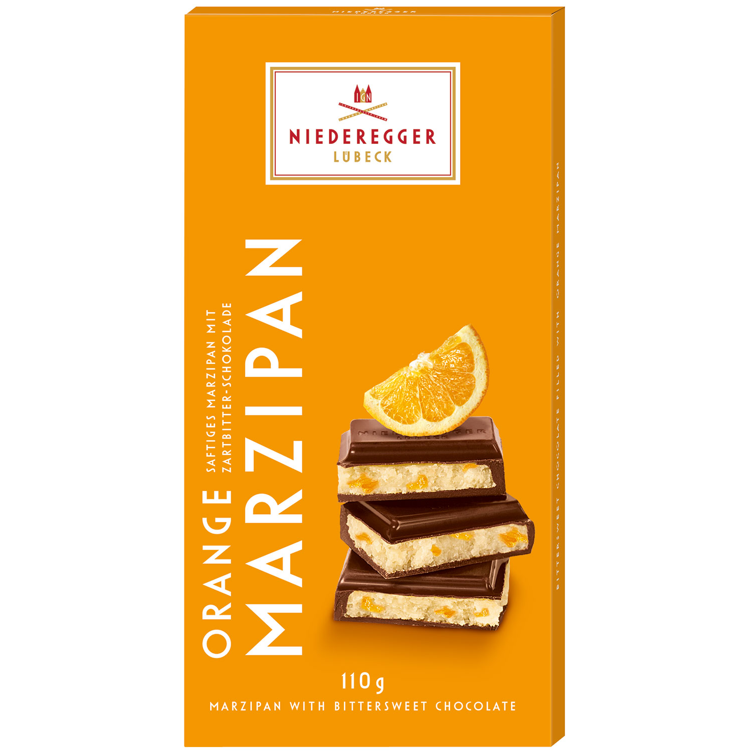 Niederegger Marzipan Tafelschokolade Orange 110g MHD:29.3.25
