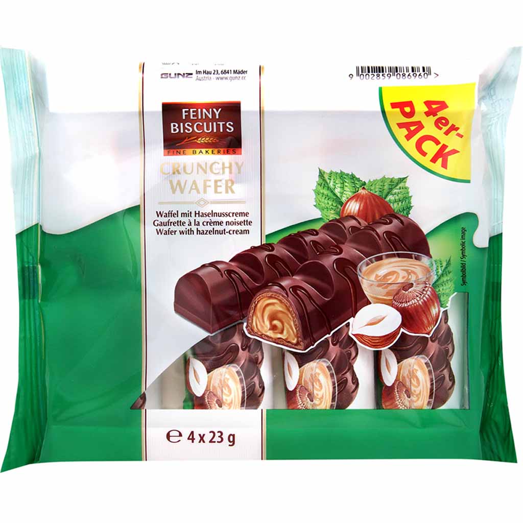 Feiny Biscuits Crunchy Wafer Haselnuss Waffel 92g MHD:22.12.22