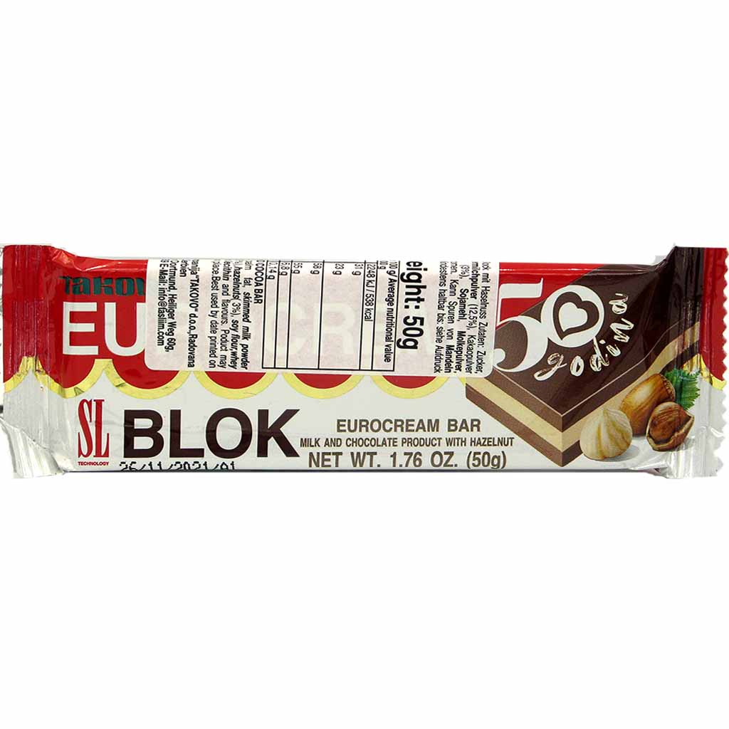 60x Takovo Eurocrem Tafelschokolade Block á 50g=3000g MHD:17.4.24