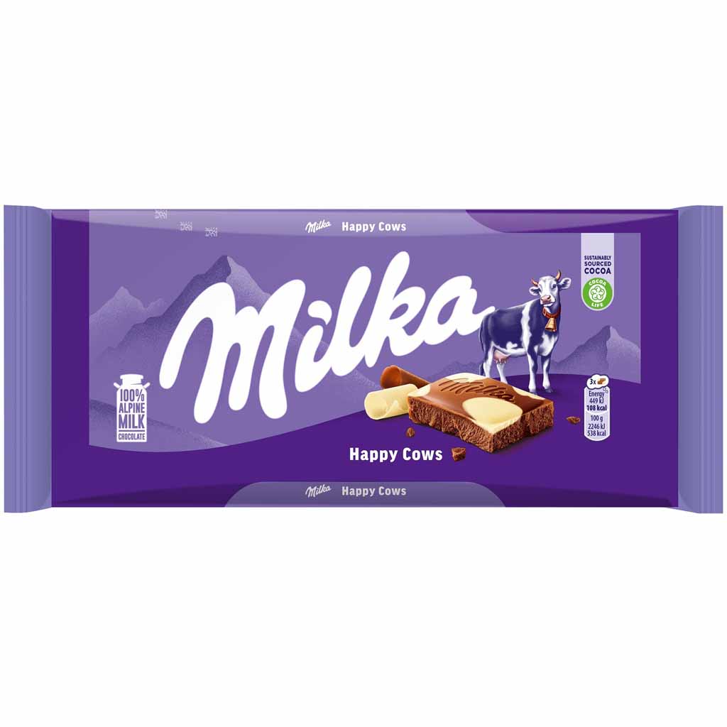MILKA Tafelschokolade Happy Cows Kuhflecken 100g MHD:17.12.24