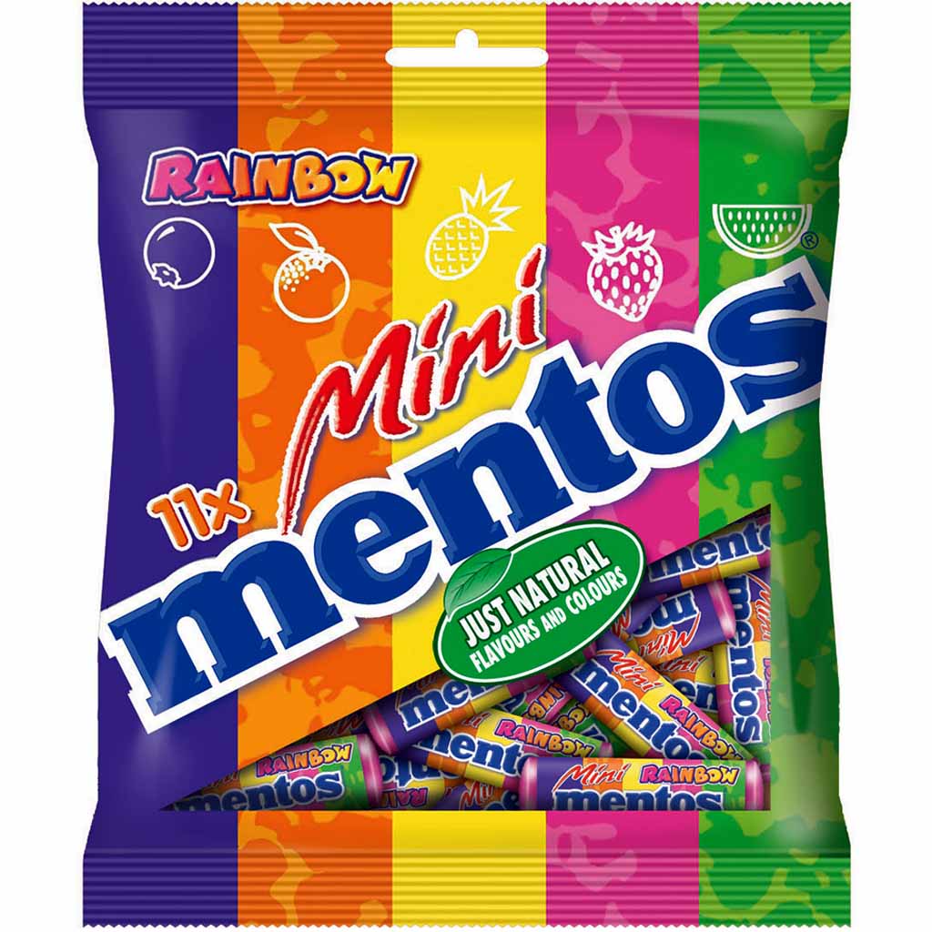 4x mentos Rainbow mini 11er Beutel á 115g=460g MHD:30.9.22