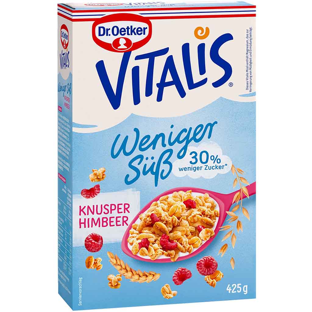 Dr.Oetker VITALIS weniger süß Knusper Himbeer 425g MHD:30.12.24