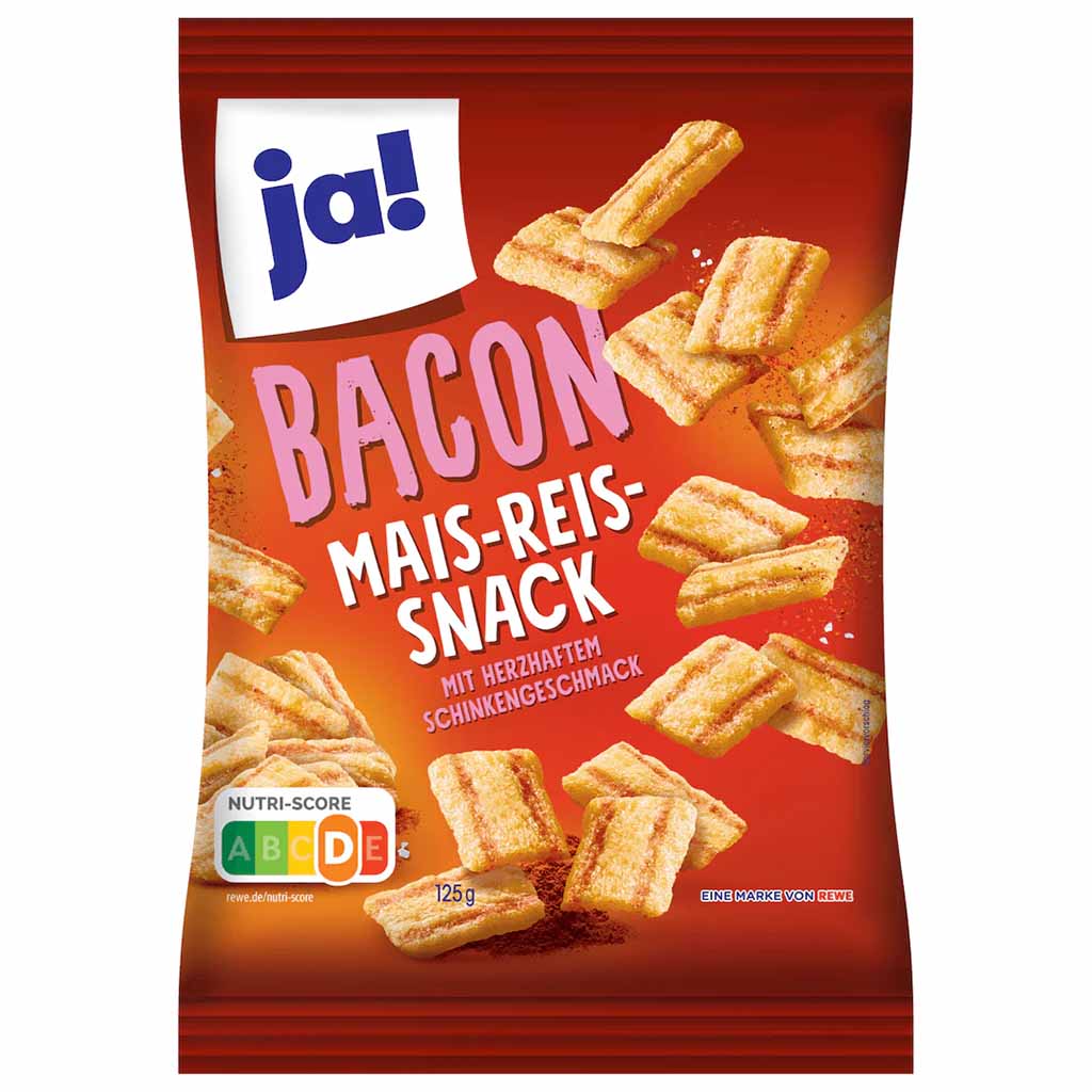 ja! Bacon Mais-Reis-Snack Schinkengeschmack 125g  GTIN 4337256459099