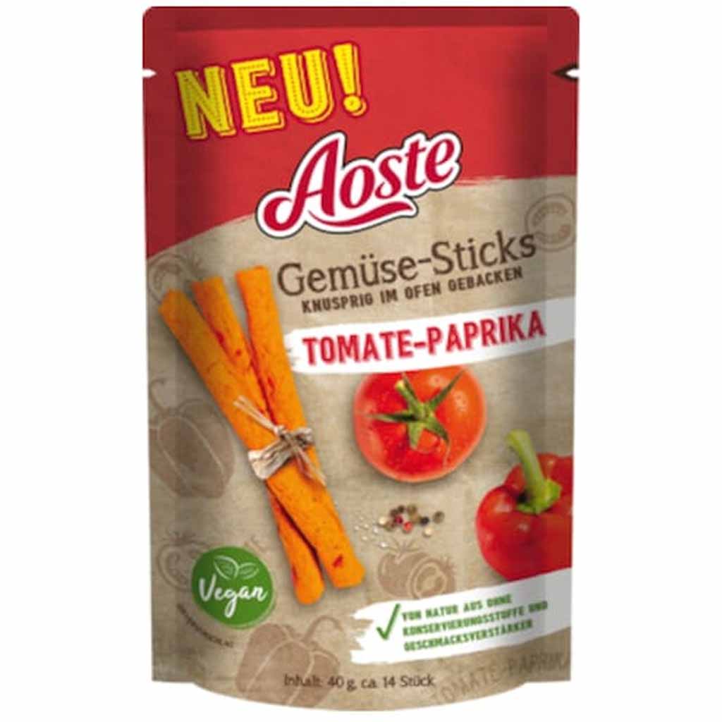 Aoste Gemüse-Sticks Tomate-Paprika 40g MHD:12.8.21
