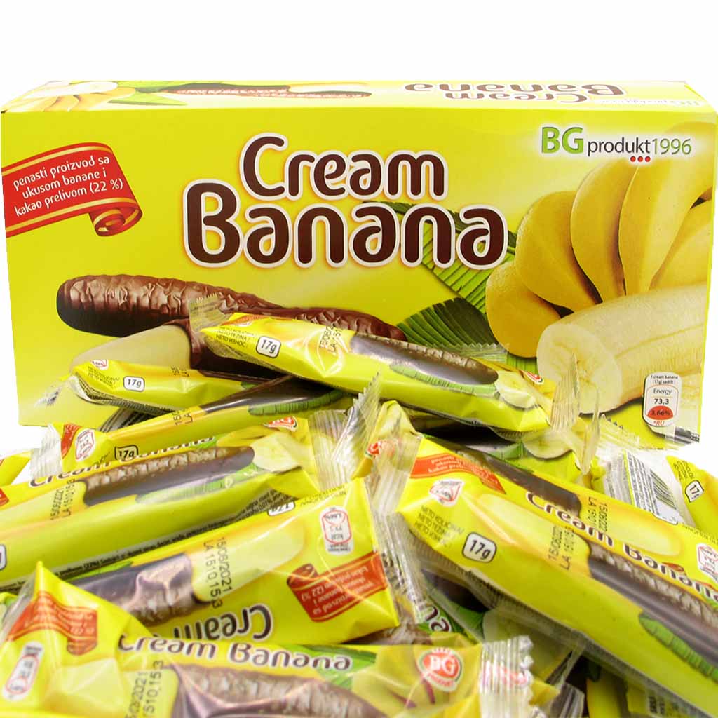 Cream Banana Schaumzucker mit Bananengeschmack & Schokoladenüberzug 510g MHD:12.9.24