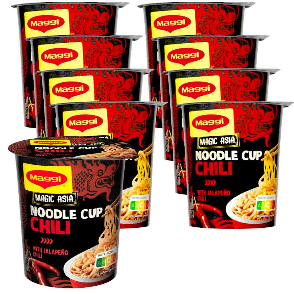 8x Maggi Magic Asia Noodle Cup Chili with Jalapeno Chili á 63g=504g MHD:31.1.25