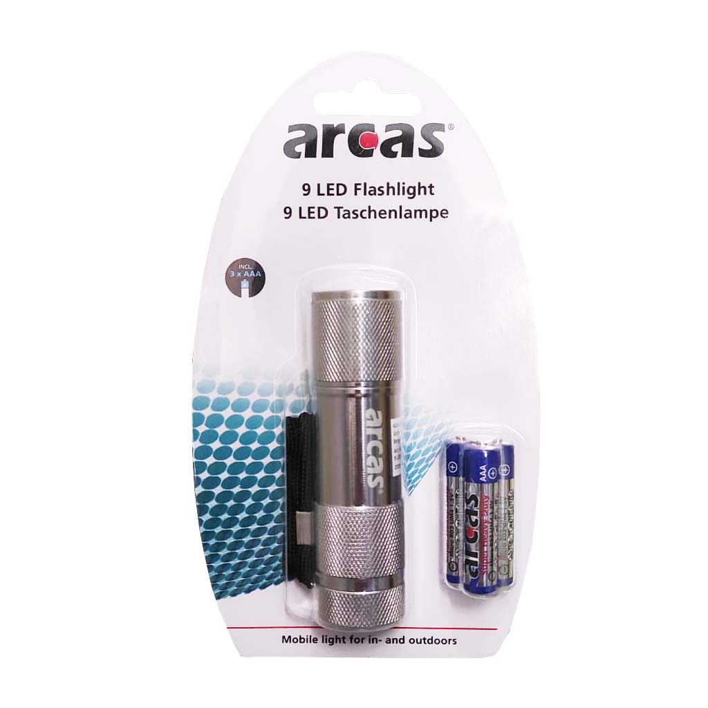 ARCAS  Taschenlampe 9 LED Aluminium