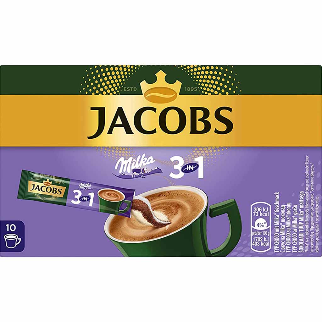 Jacobs Sticks 3 in1 Milka 10x18g=180g MHD:21.12.24