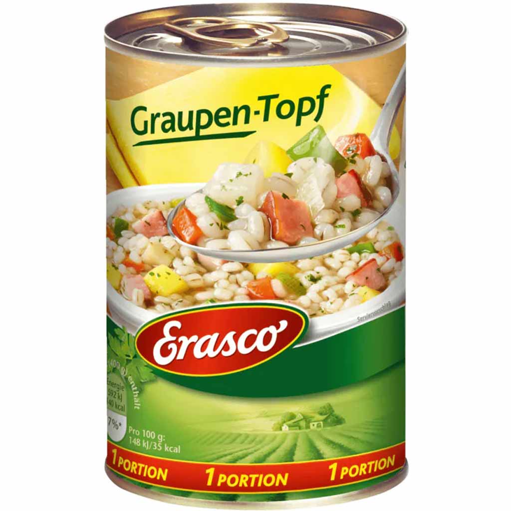 Erasco Eintopf Graupen Topf 400g MHD:30.12.27