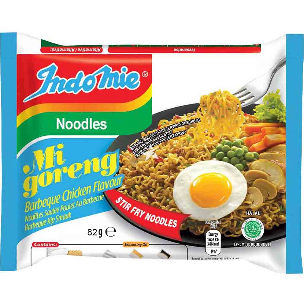 Indomie Instant Nudelgericht Mi Goreng BBQ Huhn Geschmack 40x82g=3280g MHD:1.7.23
