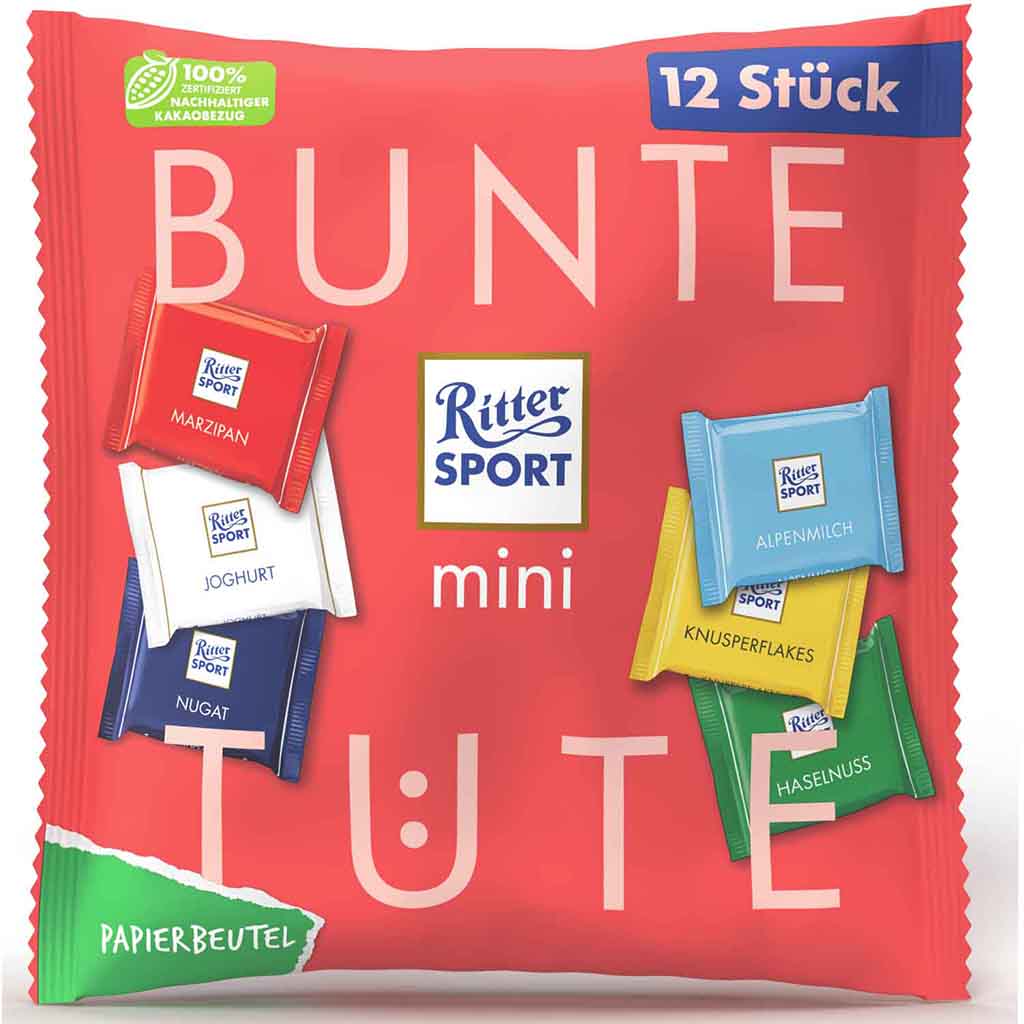 Ritter Sport mini Bunte Tüte 12er 200g MHD:28.1.25