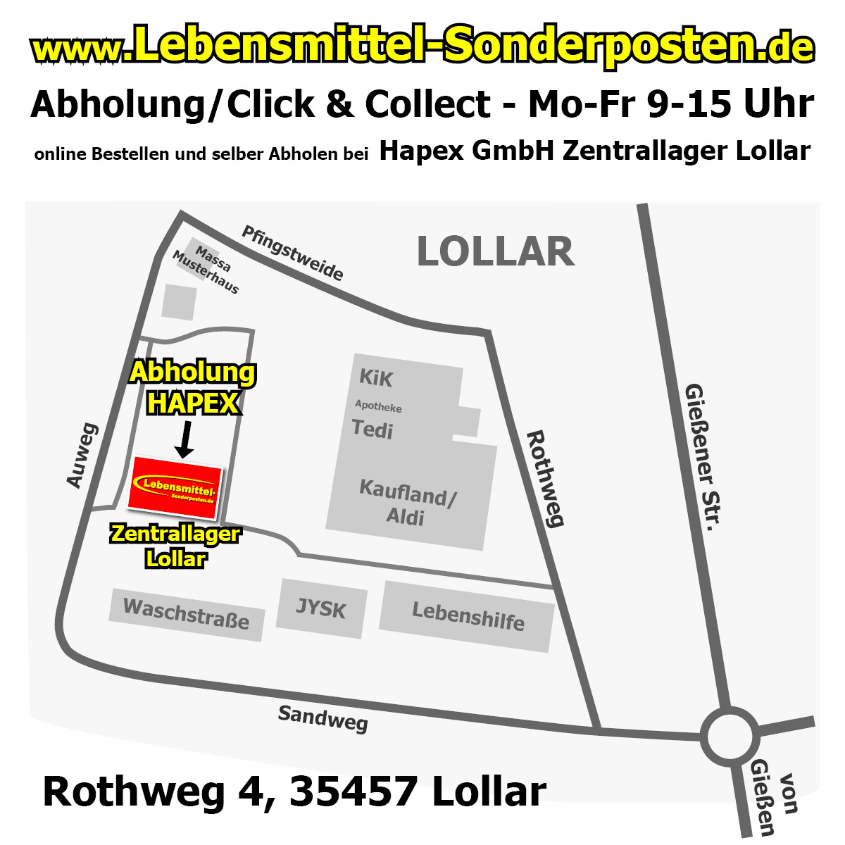 Abholung Hapex GmbH Zentrallager Lollar Karte