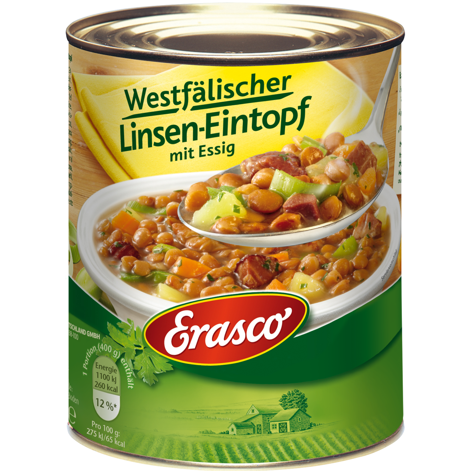 Erasco Westfälischer Linsen-Eintopf mit Essig 800g Fertiggericht MHD:30.12.27