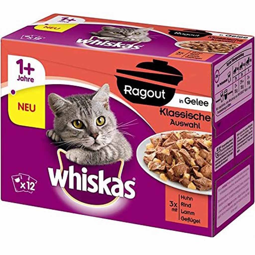 Whiskas 1+ Ragout in Gelee Klassische Auswahl 12x85g=1,02kg MHD:6.9.24