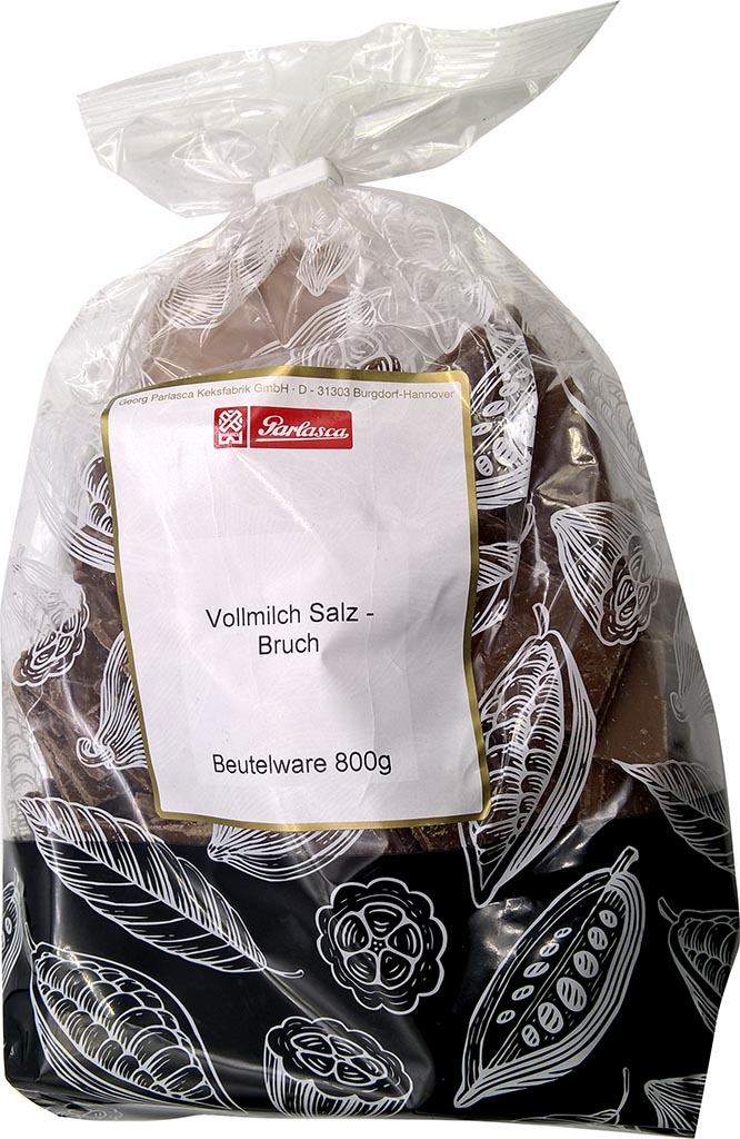 Parlasca Schokoladenbruch Vollmilch & Salz 800g Beutel MHD:30.6.21