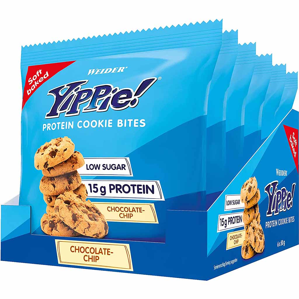 6x Yippie! PROTEIN Cookie Bites Chocolate-Chip á 50g=300g MHD:31.12.24