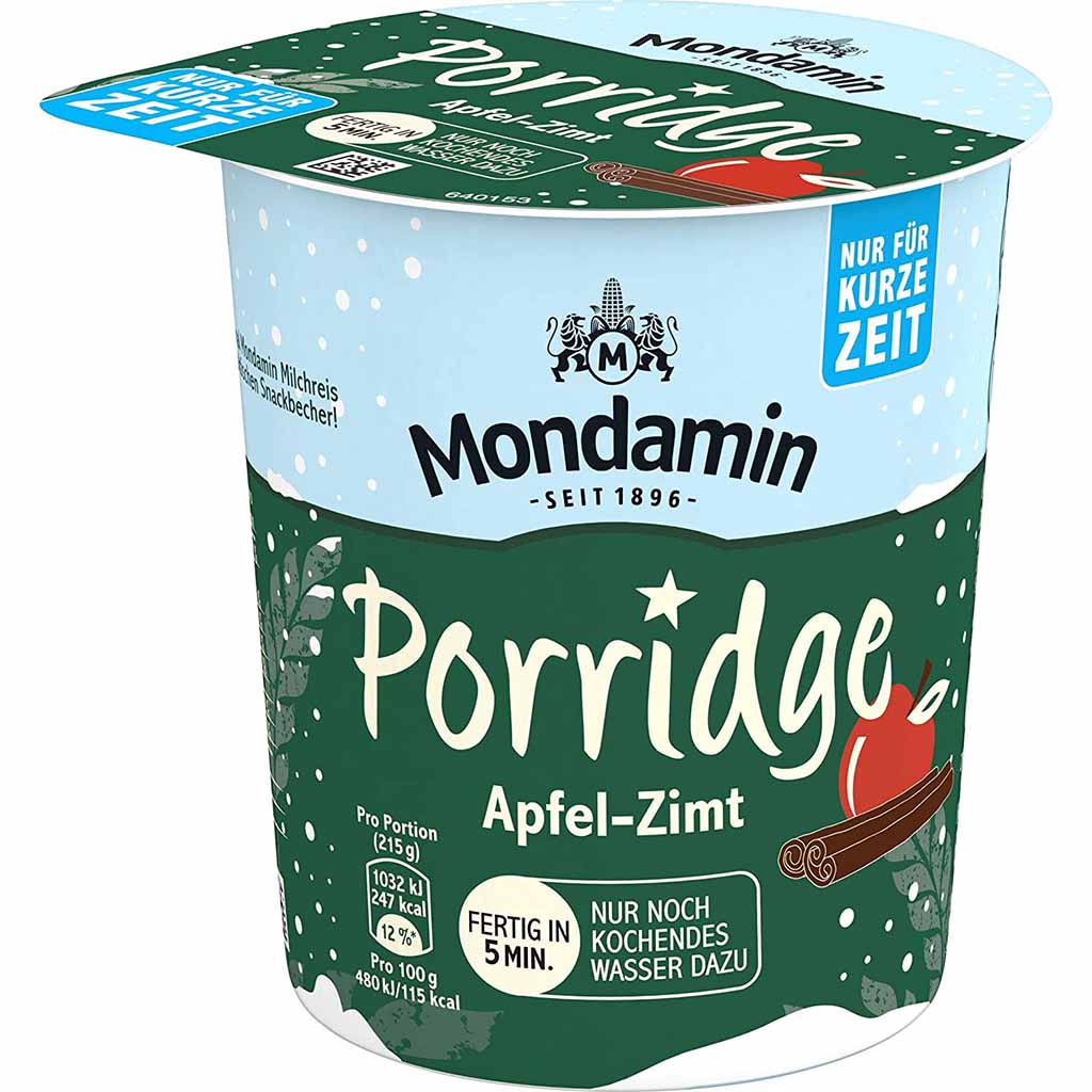48x Mondamin Porridge Apfel-Zimt & Schoko-Banane á 65g=3120g MHD:30.4.21