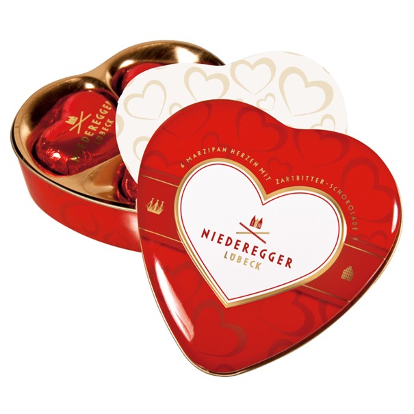 Niederegger Marzipan Herzen Metall Dose 75g MHD:5.12.24