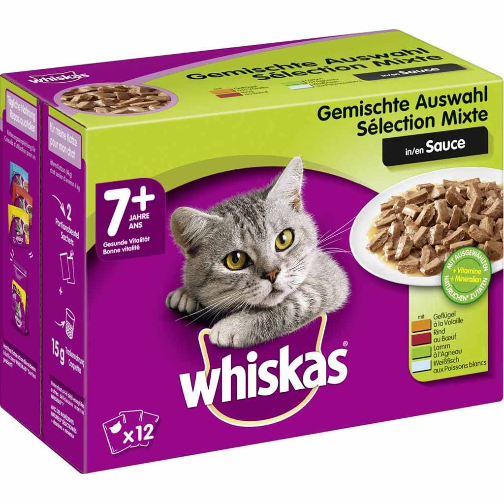 Whiskas Senior 7+ in Sauce Gemischte Auswahl 12x85g=1,02kg MHD:30.6.23