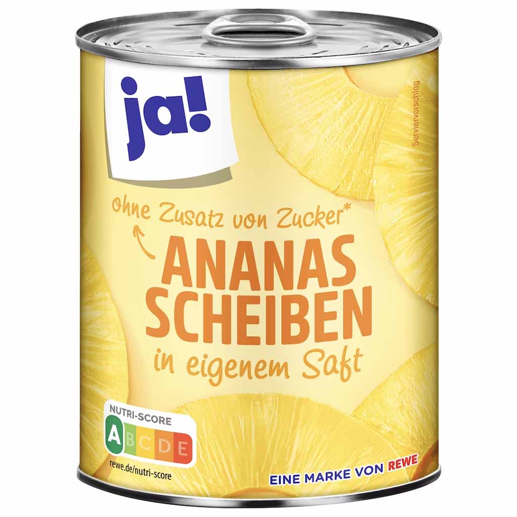 ja! Ananas Scheiben 565g Dose Abtropfgewicht 340g GTIN 4337256598927
