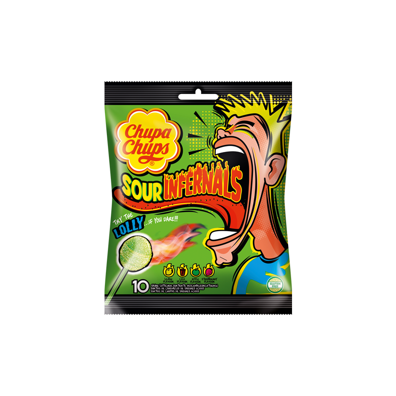 Chupa Chups Sour Infernals Lutscher 10er Beutel MHD:11/22